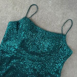 Rated PG By PromGirl Bodycon Dress Womens 24 Jewel Green Sequin Lace Up Back